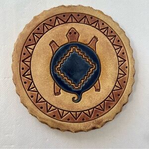 Vintage Nan Groves Pottery Bread Warming Tile Turtle